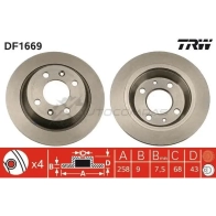 Тормозной диск TRW df1669 3322936166900 7Y FV2WX 1523420 - Изображение 1