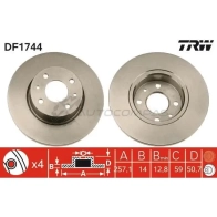 Тормозной диск TRW df1744 1523462 H2 M8C0 3322936174400 - Изображение 1