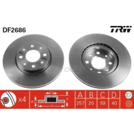 Тормозной диск TRW Fiat Strada (178) 1 Пикап 1.9 JTD 80 л.с. 2003 – наст. время df2686 U D63G 3322937108664