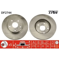 Тормозной диск TRW Toyota Previa (XR10, XR20) 1 Минивэн 2.4 (TCR11. TCR10) 132 л.с. 1990 – 2000 df2744 3322937131976 P532C Z