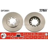 Тормозной диск TRW 3322937139606 W YV56Y 1523804 df3001