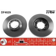 Тормозной диск TRW 3322937237128 Opel Frontera (B) 2 Кроссовер 3.2 i (6B1VF) 205 л.с. 1998 – наст. время df4029 BRADR B