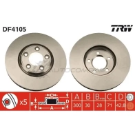 Тормозной диск TRW 3322937294008 1523926 df4105 LU0 9FR