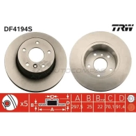 Тормозной диск TRW 3322937390786 1524007 df4194s 7V RN6