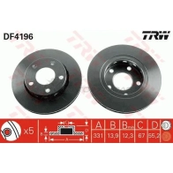Тормозной диск TRW df4196 1524009 3322937320943 Y 6ZDAF