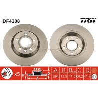 Тормозной диск TRW df4208 Seat Alhambra (7M) 1 Минивэн 1.9 TDI 150 л.с. 2005 – 2007 3322937321056 BXF3 PPB