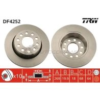 Тормозной диск TRW df4252 T8GA HZL Audi A6 (C4) 1 Универсал 2.6 Quattro 150 л.с. 1994 – 1997 3322937364237