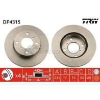Тормозной диск TRW df4315 3322937400560 O3 V8281 1524126