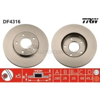 Тормозной диск TRW 3322937400430 df4316 1524127 YLIC W