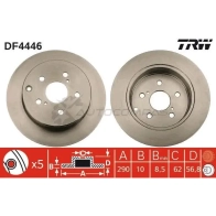 Тормозной диск TRW df4446 D QXQHJT Toyota Corolla Verso (AR10) 1 Минивэн 2.0 D 4D (CUR10) 116 л.с. 2004 – 2009 3322937474257