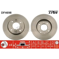 Тормозной диск TRW 3322937474806 df4698 1524316 DZQF G
