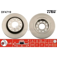 Тормозной диск TRW Audi A6 (C5) 2 Седан 2.5 Tdi 180 л.с. 2000 – 2005 df4719 ZPOK ZG 3322937474721