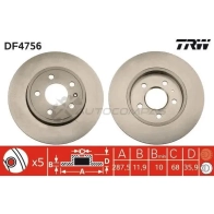 Тормозной диск TRW df4756 3322937551026 Seat Exeo (3R2) 1 Седан 2.0 TDI 170 л.с. 2009 – наст. время SAX4N9 5
