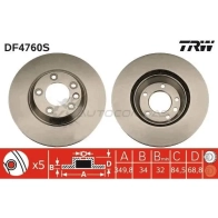Тормозной диск TRW df4760s 3322937551040 1524341 XSUW4V A