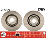 Тормозной диск TRW 3322937735327 7V FH0B 1524346 df4767s