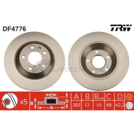 Тормозной диск TRW 3322937688807 1524351 X4TO N1 df4776