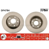 Тормозной диск TRW 3322937688845 F2F4 L df4784 Audi TT (8J9) 2 Кабриолет 2.0 Tfsi 200 л.с. 2007 – 2010