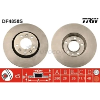 Тормозной диск TRW Peugeot Expert 2 (VF3) Кабина с шасси 1.6 HDi 90 16V 90 л.с. 2007 – 2025 df4858s 3322937928729 BV ZHE