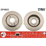 Тормозной диск TRW 3322937950980 df4922 1524449 K BVV5K