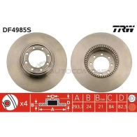 Тормозной диск TRW 3322937951512 1524495 df4985s 5QR C97G