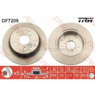 Тормозной диск TRW df7209 3322937421824 ZE HOX 1524925