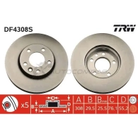 Тормозной диск TRW 2V Z5K 3322937400416 1524120 df4308s - Изображение 5