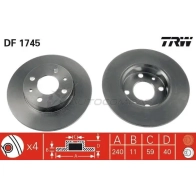 Тормозной диск TRW df1745 QJR6BG F 3322936174509 1523463 - Изображение 4