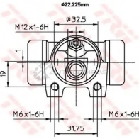 Рабочий тормозной цилиндр TRW bwh373 D16Z EN3 1522510 3322937131464 - Изображение 2