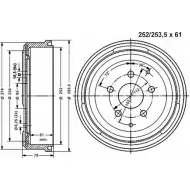 Тормозной барабан VEMA 5 2Z5PVU 38IYIE 800853 1263793033