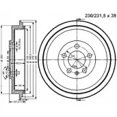 Тормозной барабан VEMA V2FK EYK IGGWW Skoda Roomster (5J) 1 Минивэн 1.6 105 л.с. 2006 – 2015 801398