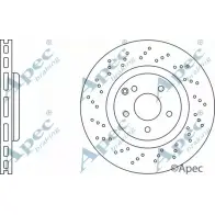 Тормозной диск APEC BRAKING 1265431387 DSK2453 UKB9Z W4D5 156