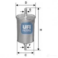 Топливный фильтр UFI 1338580 H MW872 31.722.00 8003453154971