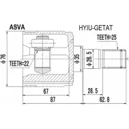 Шрус граната ASVA Hyundai Getz (TB) 1 Хэтчбек 1.5 CRDi 82 л.с. 2003 – 2005 HYIU-GETAT 4ER VMAU