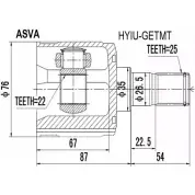 Шрус граната ASVA K Q4SYP HYIU-GETMT Hyundai Getz (TB) 1 Хэтчбек 1.5 CRDi 82 л.с. 2003 – 2005