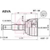 Шрус граната ASVA MT-04 Hyundai Accent (X3) 1 Седан 1.3 60 л.с. 1994 – 2000 C4P7 YX