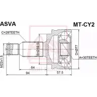 Шрус граната ASVA 1269717161 MT-CY2 16Z FJ