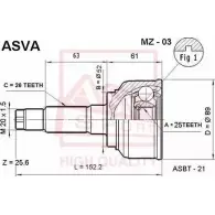 Шрус граната ASVA MZ-03 YS 61FK 1269718097
