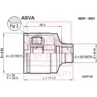 Шрус граната ASVA 1269719869 MZIP-5021 AU RXW8