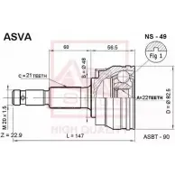 Шрус граната ASVA W8I UCJ NS-49 1269721053
