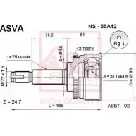 Шрус граната ASVA WA Y9V1 1269721181 NS-55A42