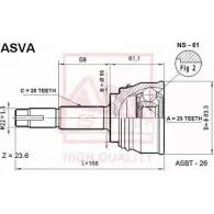 Шрус граната ASVA 1269721255 4UF BXG NS-61