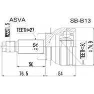 Шрус граната ASVA Subaru Outback (BR) 3 Универсал 2.0 D AWD (BRD) 150 л.с. 2009 – наст. время R B1LVU SB-B13
