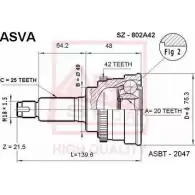 Шрус граната ASVA EE 2X2A SZ-802A42 1269724459