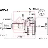 Шрус граната ASVA Toyota Avensis (T220) 1 Седан 1.8 (AT221) 110 л.с. 1997 – 2000 TY-51A48 XT YNNKJ