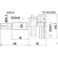 Шрус граната ASVA Toyota RAV4 (XA30) 3 Кроссовер 2.4 4WD (ACR38. ACA31. ACA33) 170 л.с. 2005 – 2013 TY-ACA30 C 99Z90