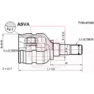 Шрус граната ASVA VZQOG VA Toyota Avensis (T220) 1 Универсал 2.0 (ST220) 128 л.с. 1997 – 2000 TYID-ST220
