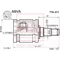 Шрус граната ASVA TYIL-911 Toyota RAV4 (XA30) 3 Кроссовер 2.4 4WD (ACR38. ACA31. ACA33) 170 л.с. 2005 – 2013 H8UKHI L