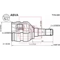 Шрус граната ASVA Toyota Corolla (E150) 10 Седан 1.4 D 4D (NDE150) 90 л.с. 2006 – 2014 YH AED1K TYIU-220