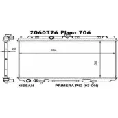 Радиатор охлаждения двигателя ORDONEZ 86 9TR 1PCFK9X Nissan Primera (P12) 3 Седан 1.9 dCi 120 л.с. 2003 – 2007 2060326