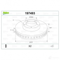 Тормозной диск VALEO D 1207 197493 K9BRJ 220552 - Изображение 2